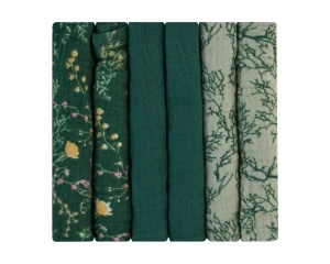 Kikka Boo muslin set 6pcs 30x30 cm Secret Garden Green