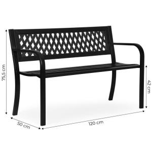 Metalna baštenska klupa 120×50 cm sa rešetkastim naslonom, crna - MultiGarden - Img 9