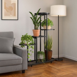 Polica za cvijeće 5 nivoa crna ModernHome - Img 3