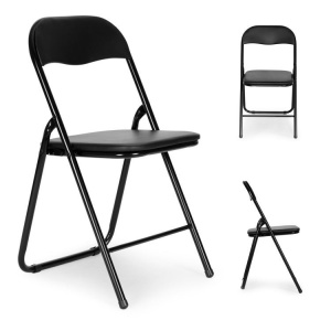 SET OD 8 SKLOPIVIH STOLICA BLACK ECO-LEATHER - Img 4