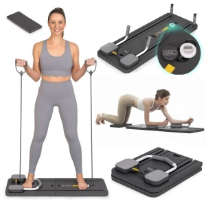 Višenamjenska pilates reformer daska, sklopiva, sa LCD ekranom i ekspanzerima, ModernHome