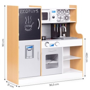 Dječija kuhinja sa zvukom i LED tablom za pisanje, metalni dodaci, MDF, 3+ godine, ECOTOYS - Img 9