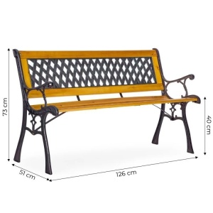 Drvena baštenska klupa sa rešetkastim naslonom 126×51 cm - MultiGarden - Img 7
