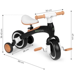 Ecotoys balans biciklo sa pedalama i pomoćnim točkovima 3u1 black - Img 5