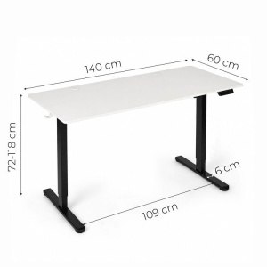 Električni radni sto 140 × 60 cm sa podesivom visinom 72–118 cm, bijela radna ploča – ModernHome - Img 9