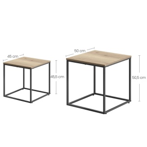 Kvadratni sto za kafu, 2 komada -sonoma oak / black nogare - Img 2