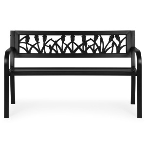 Metalna baštenska klupa 120×50 cm sa dekorativnim naslonom, crna - MultiGarden - Img 2