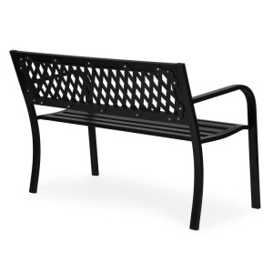 Metalna baštenska klupa 120×50 cm sa rešetkastim naslonom, crna - MultiGarden - Img 7