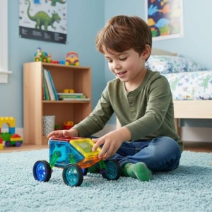 Set magnetnih kocki za djecu – kuća i auto, 48 dijelova - Img 2