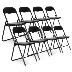 SET OD 8 SKLOPIVIH STOLICA BLACK ECO-LEATHER