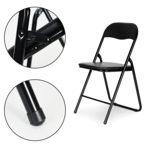 SET OD 8 SKLOPIVIH STOLICA BLACK ECO-LEATHER - Img 6