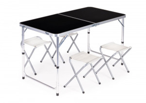 SKLOPIVI STO ZA KAMPOVANJE + 4 STOLICE - CRNI
