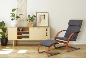 Stolica za ljuljanje sa naslonom za noge walnut MODERNHOME - Img 2