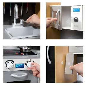 Dječija kuhinja sa zvukom i LED tablom za pisanje, metalni dodaci, MDF, 3+ godine, ECOTOYS - Img 8