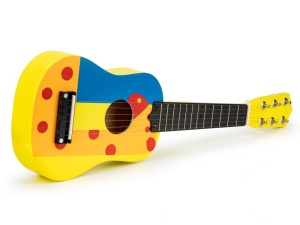 Drvena gitara za djecu sa metalnim žicama cube yellow - Img 3