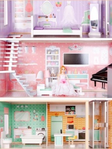 DRVENA KUĆICA ZA LUTKE SA LIFTOM - ECOTOYS CANDY RESIDENCE - Img 4