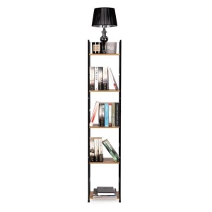 Drvena polica sa metalnim okvirom u LOFT stilu, 5 nivoa, u boji hrasta - ModernHome