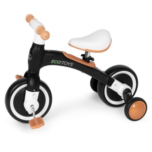 Ecotoys balans biciklo sa pedalama i pomoćnim točkovima 3u1 black - Img 2