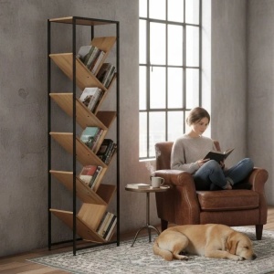 Geometrijska polica za knjige, loft stil – ModernHome - Img 2
