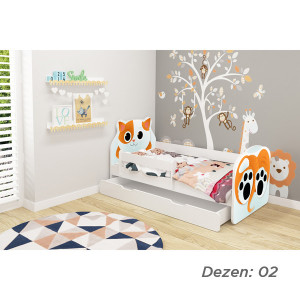 KREVET ZA DJECU ANIMALS 180x80cm SA DODATNOM FIOKOM WHITE ACMA VII - 02