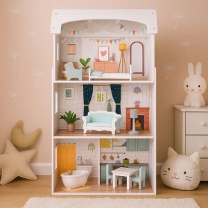 Kućica za lutke Alice na 3 sprata, 4 sobe, set sa 9 komada namještaja – ECOTOYS - Img 5
