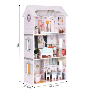 Kućica za lutke Alice na 3 sprata, 4 sobe, set sa 9 komada namještaja – ECOTOYS - Img 7