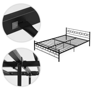 Metalni krevet 160×200 cm sa podlogom (okvirom), crni – ModernHome - Img 6