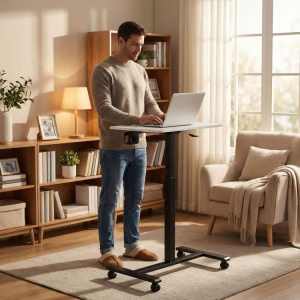 Mobilni podesivi sto 70x48 cm Laptop sto sa podesavanjem visine 71.5–112 cm White ModernHome - Img 3