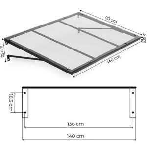 Nadstrešnica za ulazna vrata 140 × 90 cm sa UV zaštitom – MultiGarden - Img 7