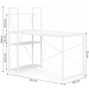 Radni sto 120x60 cm sa policama White ModernHome - Img 7