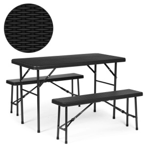 Sklopivi set 120 cm Sto sa 2 Klupe banquet – BLACK - Img 1
