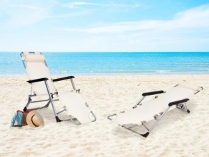 Baštenska ležaljka za plažu 2u1, bež, MultiGarden - Img 7