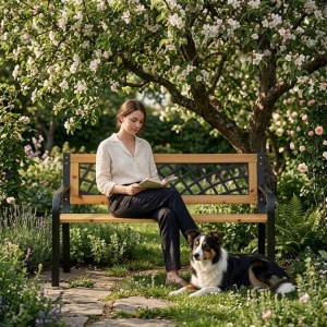 Drvena baštenska klupa sa rešetkastim naslonom 118×52 cm - MultiGarden - Img 8