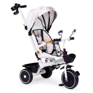 ECOTOYS TRICIKL ZA DJECU SA ROTIRAJUĆIM SJEDIŠTEM, GURAJUĆIM RUKOHVATOM I TENDOM WHITE - Img 3