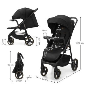 KINDERKRAFT KOLICA ZA BEBE SA TACNOM TRIG 3 BLACK - Img 9