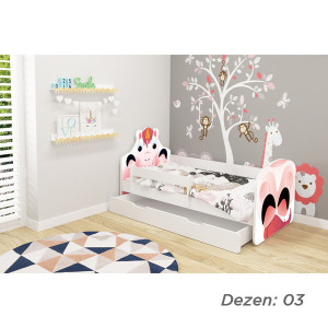 KREVET ZA DJECU ANIMALS 180x80cm SA DODATNOM FIOKOM WHITE ACMA VII - 03