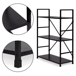 LOFT polica sa 3 police i metalnim okvirom – Black ModernHome - Img 6