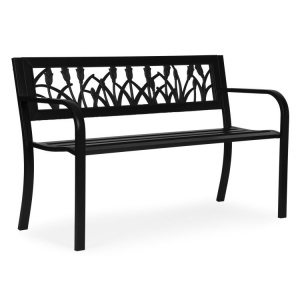 Metalna baštenska klupa 120×50 cm sa dekorativnim naslonom, crna - MultiGarden