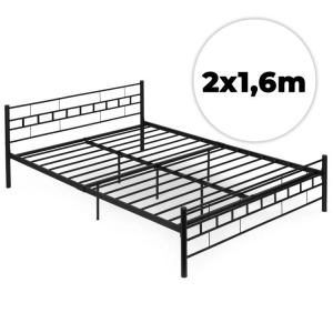 Metalni krevet 160×200 cm sa podlogom (okvirom), crni – ModernHome