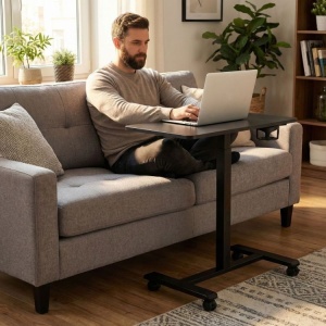 Mobilni podesivi sto 70x48 cm Laptop sto sa podesavanjem visine 71.5–112 cm Black ModernHome - Img 2