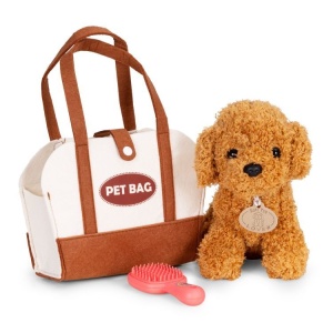 Plišana igračka za djecu, štene Brown Poodle, torba + četka za njegu - Img 5