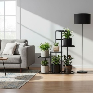 Polica za cvijeće 5 nivoa crna ModernHome - Img 4