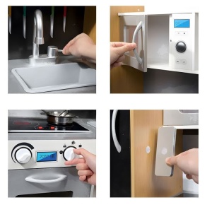 Dječija kuhinja sa zvukom i LED tablom za pisanje, metalni dodaci, MDF, 3+ godine, ECOTOYS - Img 6