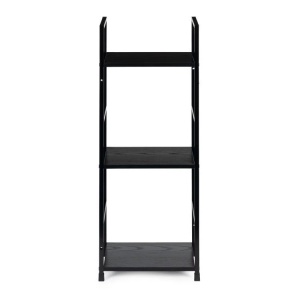Drvena polica sa metalnim LOFT okvirom, 3 nivoa, crna - ModernHome - Img 3