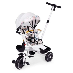 ECOTOYS TRICIKL ZA DJECU SA ROTIRAJUĆIM SJEDIŠTEM, GURAJUĆIM RUKOHVATOM I TENDOM WHITE - Img 4