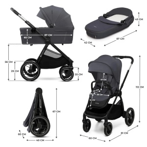KINDERKRAFT KOLICA ZA BEBE SET 2U1 NEA 2 DEEP GREY - Img 2
