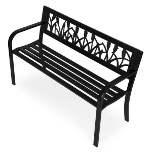 Metalna baštenska klupa 120×50 cm sa dekorativnim naslonom, crna - MultiGarden - Img 8