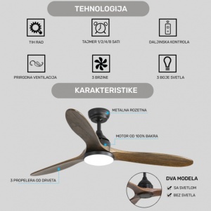 PLAFONSKI VENTILATOR SA SVIJETLOM C193B DRVO - Img 3