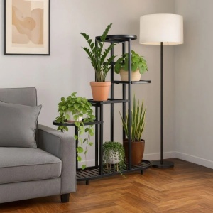 Polica za cvijeće 5 nivoa crna ModernHome - Img 2
