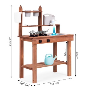 Spoljna drvena kuhinja sa dodacima za igru u pesku i blatu 05 - ECOTOYS - Img 9